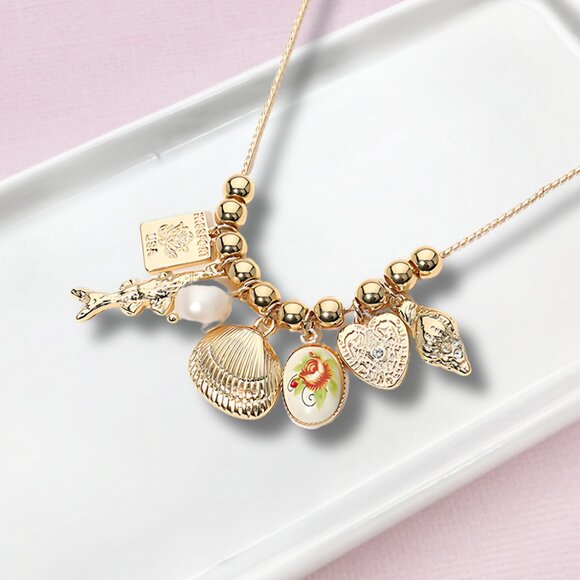 Passport to Paradise Island Gold Dipped Charm Necklace - Picture 1 of 5